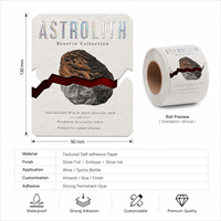 Étiquette en papier spécial texturé de qualité supérieure, personnalisée, imperméable, durable, écologique, pour vin et parfum, avec zone à gratter, gaufrée et feuille holographique