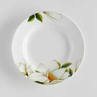 Assiette à soupe en porcelaine fine de 8 pouces, style chinois, peinte à la main avec motifs de plantes et de fleurs