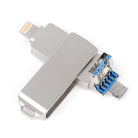 Venta al por Mayor de Fábrica: Memoria USB Metálica Compatible con iPhone de 32GB, 3 en 1, OTG, Alta Velocidad, Interfaz Lightning, 1 Año de Garantía
