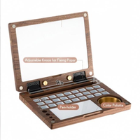 Palette d'artiste pliable en bois de noyer Bview Art 27 compartiments, grande capacité, pour aquarelle, gouache, peinture, boîte de mélange de peintures