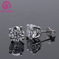 1.5 Ct 7.5mm Total 3 Carats Solide 14k Or Blanc/Platine Moissanite Or Boucles D'oreilles Bijoux pour Femmes