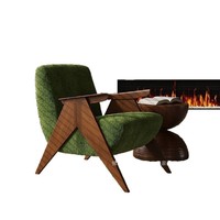 Fauteuil classique rétro avec structure en bois massif, siège individuel pour salon et balcon, usage domestique