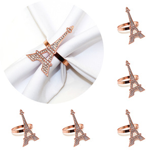 Anneau <span class=keywords><strong>de</strong></span> serviette moderne en alliage d'aluminium écologique et durable, motif Tour Eiffel et <span class=keywords><strong>diamant</strong></span> aquatique, pour décoration <span class=keywords><strong>de</strong></span> table <span class=keywords><strong>de</strong></span> mariage et usage hôtelier - Product Image 4