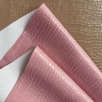 Cuir PVC à motif crocodile brillant et coloré, surface haute brillance, avec fond en tissu bouclé, matériau décoratif pour bagages, vente en gros