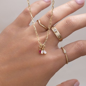 Hochwertige 18k Goldplattierte 925er Sterlingsilber Geburtskette mit Buntem Anhänger, Regenbogen Geburtsstein-Anhängern für die Schmuckherstellung - Product Image 3