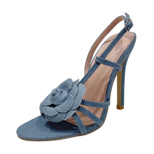 Nouvelles sandales à talons hauts à fleurs, élégantes, ajourées, à bout ouvert, grande taille, avec semelle plate - Product Image 6
