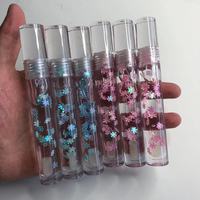 Brillant à lèvres transparent décoré avec des fleurs, étiquette privée, maquillage, offre spéciale,