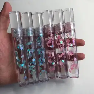 Hot bán Lip trang điểm rõ ràng Lip Gloss trang trí với hoa nhãn hiệu riêng