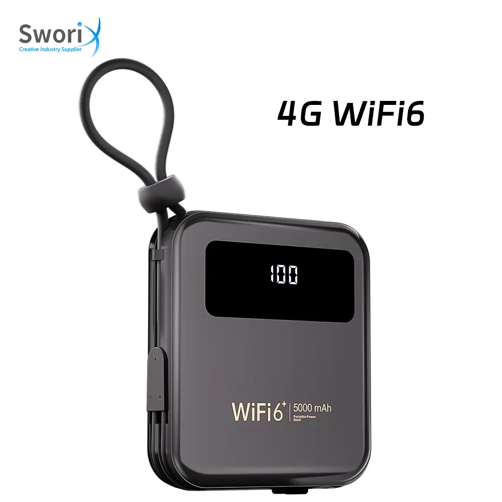 Sworix Wifi6 kartu Sim Slort saku Wifi 4G Lte Hotspot portabel ponsel 5000Mah Bank daya tahan api Hotspot nirkabel Mifi