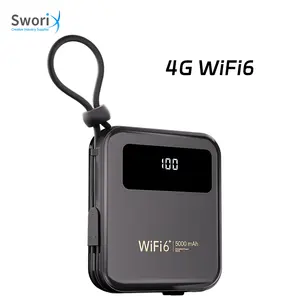 Sworix Wifi6 Sim Card Slort Pocket Wifi 4G Lte Portable Hotspot Mobile 5000Mah Power Bank Fireproof Mifi Wireless Hotspot
