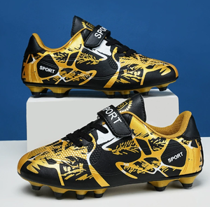 Chaussures de football TF pour enfants, chaussures de football légères, sangle Velcro, crampons d'entraînement en salle, imprimé à motifs - Product Image 4