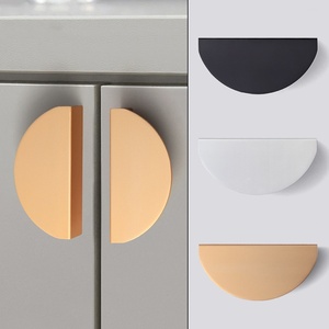 Modern and Simple Semi-circular Pair Drawer Cabinet Door Handles Black Furniture Cabinet and Wardrobe Door Handles - Product Image 1