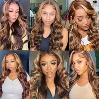 Extensions de Cheveux Humains Ombrés Brésiliens Remy, Ondulés Corps Couleur Piano Mèche P4/27, Tissage Double