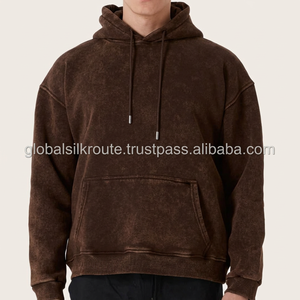 High Quality 100% Cotton Solid Winter Warm Fleece <b>Hoodies</b> made in India in espresso <b>brown</b> color - Product Image 5