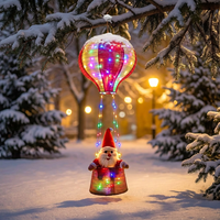 Guirlande lumineuse décorative AVEKI en forme de ballon à air chaud de Noël avec Père Noël, 8 modes clignotants, alimentée par piles, en plastique, pour arbre