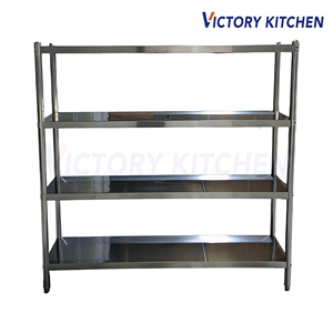 VICTORY <b>KITCHEN</b> Stainless Steel Standing Type Storage <b>Rack</b> 4 Shelves Caster Wheels Heavy Duty Foldable for Bakery Hotel SHELF - Product Image 4