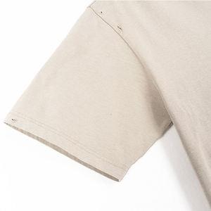 Chaud de haute qualité lavé à l'acide à manches courtes 300 grammes en détresse lourd Boxy court col doux t-shirt - Product Image 5