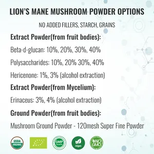 Toplu %10 Beta-d-glukan Suda Çözünür Saf Hericium Erinaceus Organik Aslan Yelesi Mantarı Ekstresi Tozu - Product Image 4