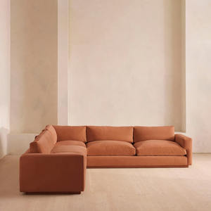 Canapé d'angle modulaire minimaliste nordique, taille personnalisable, cadre en bois massif, canapé en velours pour salon, adapté aux villas et aux hôtels - Product Image 3