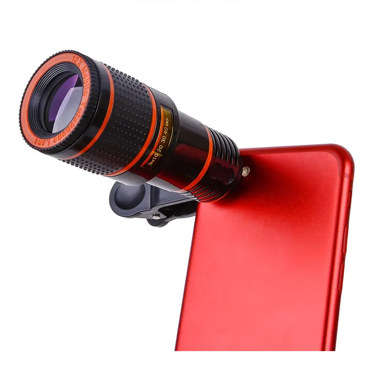 Handy-Objektiv-Kit 12X Optisches Teleskop-Objektiv-Kit Universal-Clip Optisches Zoomobjektiv für Smartphones