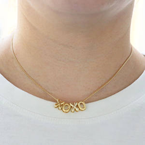 2024 joyería de latón minimalista sin deslustre personalizada Mini burbuja nombre globo 3D Puff carta encanto collares mujeres - Product Image 2