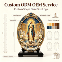 Placca in Resina Personalizzata della Vergine Maria con Incisione 3D e Stampa UV, Oggetto Religioso Cattolico Ovale per Decorazione Murale