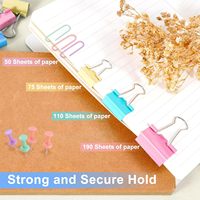 Surtido de Tamaños, Juego de 240 Clips de Oficina de Colores, Pinzas para Papel, Tachuelas, Material Escolar para Oficina y Hogar