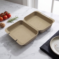 Boîte en pulpe moulée jaune écologique, non toxique, compostable, emballage en papier recyclé durable