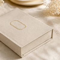 Boîte à bijoux personnalisée haut de gamme, emballage pour collier en forme de livre, finition lin, boîtes durables en lin de style livre pour bagues, pour cadeaux de mariage