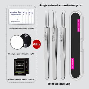 Kit de pinces à points noirs et extracteurs d'acné, style salon de beauté, qualité industrielle, manche en plastique, garantie 1 an - Product Image 2