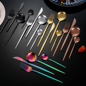Bồ Đào Nha Vàng Flatware số lượng lớn thìa dĩa và dao thép không gỉ đám cưới vàng bạc thiết lập dao kéo - Product Image 5