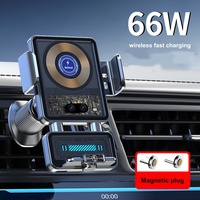 Nouveau support de navigation pour voiture avec chargeur sans fil intégré à la sortie d'air, 66W, induction infrarouge, clip automatique, chargeur sans fil rapide