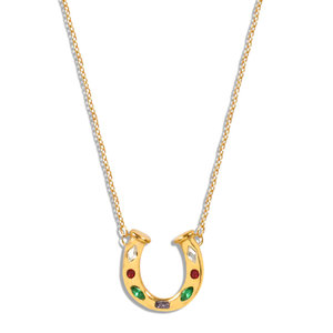 Collane con ciondolo moda estiva a ferro di cavallo collana in acciaio inox zircone colorato collana da donna impermeabile sole ragazza - Product Image 1