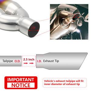 Silenciador de tubo de escape para coche, punta de escape quemada azul de entrada de 2,5 pulgadas, doble salida, personalización de la dimensión, ajuste del 2015 - Product Image 5