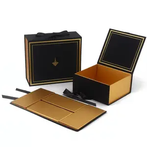 कैंडी के लिए कस्टम लोगो काला कार्डबोर्ड चुंबकीय उपहार बॉक्स इस्लाम रमजान ईद मुबारक पेपर बॉक्स