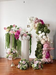 Floral premier anniversaire bannière Roses artificielles <span class=keywords><strong>chaise</strong></span> haute gâteau Topper baptême décor luxueux fait à la main réutilisable fille <span class=keywords><strong>1er</strong></span> - Product Image 5