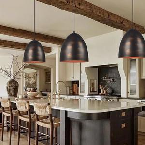 Luminaire suspendu LED de style industriel rétro, design japonais Wabi-Sabi, en fer, hauteur réglable, Lustre moyen - Product Image 3