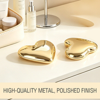 Miroir de poche en acier inoxydable avec logo personnalisé, forme unique de coquillage en forme de cœur, miroir compact pliable en métal doré ou argenté