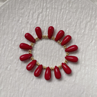 Bracelets tendance en perles de plastique rouge en forme de larme, plaqués or, en laiton, pour un usage quotidien, bracelet de fête