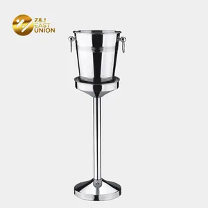 Grand <span class=keywords><strong>seau</strong></span> à glace en métal Antique argenté pour 6 bouteilles de Champagne Heinek, support en acier inoxydable - Product Image 1