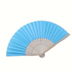 Wholesale Custom Personalized Large Wedding Nylon Folding Hand Fan Painted Flower Style for Promotional Use - Product Image 1
