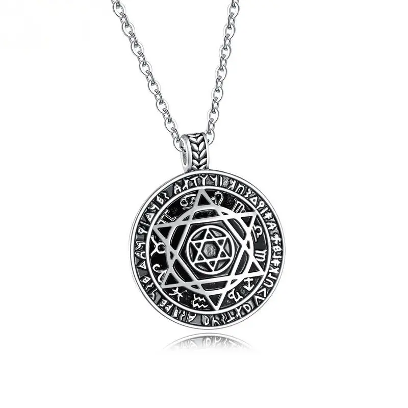 Talisman Seal Solomon Zespuntige Ster 12 Constellation Hanger Rvs Amulet Lucky 20 "Sieraden Mannen Ketting