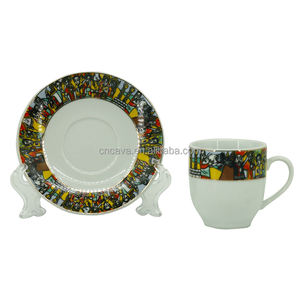 Juego de tazas de café y platillos de porcelana con diseño de arte tradicional etíope, venta directa de fábrica, nuevo diseño - Product Image 2