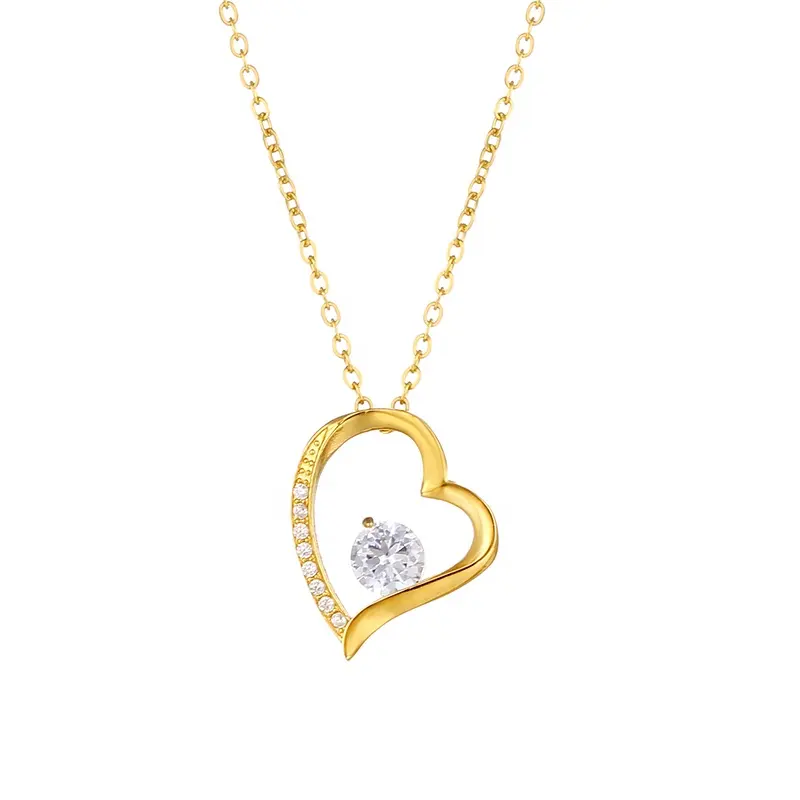 18 Karat vergoldeter Edelstahl Anhänger Diamant pflaster Zirkon Herz Mama Halskette für Frauen Schmuck Geschenke für Frauen Mädchen