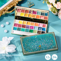 Rubens Wholesale – Nouvelle collection de 24 aquarelles solides de haute qualité, style perle de sable fluide, en boîte métallique, marque privée, pour les 3-8 ans