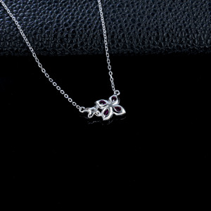 S925 Silver Fashion Daily‑wear Lab Created <b>Ruby</b> <b>Necklace</b> - Product Image 4