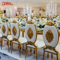 Chaise de luxe en acier inoxydable, style moderne, chaise de mariage, chaise de mariage extérieure couleur ambre pour hôtel, pour banquet