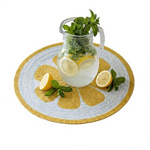 Posavasos de Flores con Cuentas Blancas Doradas, Mantel Individual de Cuentas para Comedor, Hogar, Bodas y Decoración de Fiestas - Product Image 6