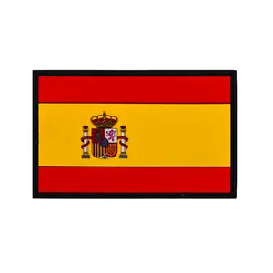 Spanje Vlag Patch Pvc Rubber Patches Spaanse Vlag Geborduurde Tactische Patch Applique Met Haak