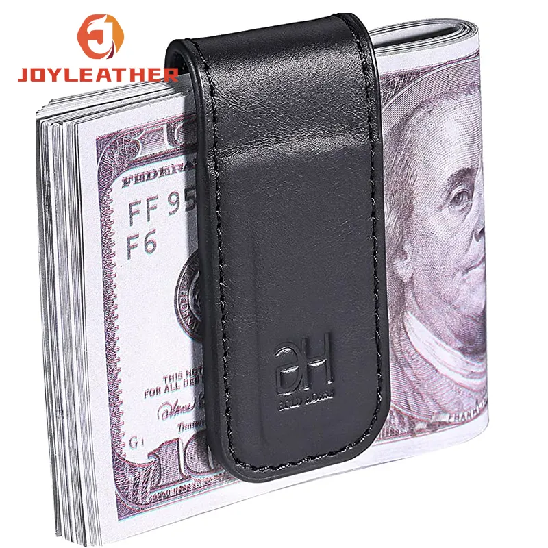 2023 Slim Magnetic Cash Clip Purse Money Holders Magnet Wallet Men Gifts Folding Genuine Leather Money Clip